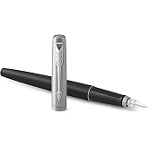 Parker Jotter Siyah Krom Tasarımlı Dolma Kalem, Orta Kalınlıkta U&ccedil;, Mavi M&uuml;rekkep