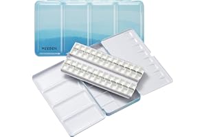 MEEDEN Portable Paint Case: 48 Half Pan Metal Watercolor Palette Tin Box with Lid - Adults (Blue)