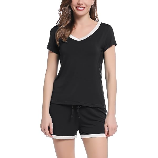WiWi Women's Viscose Bamboo Pajama Set - Soft Top & Shorts, Cool & Comfortable Sleepwear, Sizes S-XXL