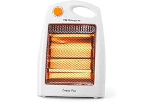 Orbegozo BP 5007, 800 W, 2 niveles de potencia, 2 barras de cuarzo, reflector protegido de alta brillantez, dispositivo de seguridad antivuelco, asa para transporte, color blanco