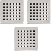 3&rsquo;l&uuml; Set Paslanmaz &Ccedil;elik Kare Delikli Banyo Yer S&uuml;zge&ccedil; Izgarası &Uuml;st Kapak &ndash; 10x10 cm S&uuml;zge&ccedil;lerle Uyumlu Dayanıklı Yedek Kapak