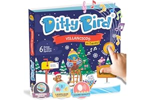 Ditty Bird Musical Navideño Español para Niños Pequeños - Interactivo Bilingüe con Cascabeles y Canciones para Bebés de 1 a 3 Años | Resistente