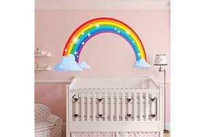 Turbobm Sticker Mural, Autocollant Mural Arc en Ciel, Grand Motif Arc en Ciel Autocollant Mural Paillettes, Papier Peint Auto-adhésif Autocollant Amovible décalcomanies Amovibles décoration