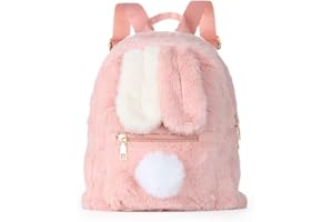 Jywmsc Süßer Plüsch-Rucksack mit Hasenohren für Teenager-Mädchen, Flauschig, Flauschig, Kawaii-Umhängetasche, Handtasche, Schulranzen, Schulranzen, Rosa