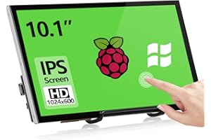 HAMTYSAN 10.1 Pulgadas Raspberry Pi Pantalla Táctil 1024x600, Pequeño Monitor HDMI Portátil con Soporte, Pantalla IPS para Raspberry Pi 400/4/3/2/Zero/B/B+ Jetson Nano Win11/10/8/7