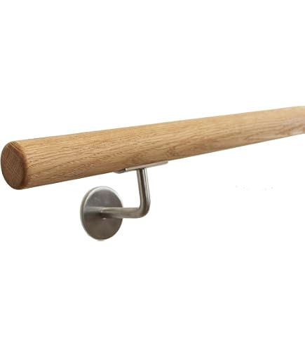 Nussbaum Holzhandlauf 100 Cm | Ø 42,4 Mm Mit 2 Haltern & Endkappen | Für Treppen & Wandmontage