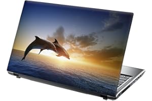 15.6 INCH TAYLORHE SKINS TaylorHe 15.6 inch 15 inch Laptop Skin Vinyl Decal with Colorful Patterns and Leather Effect Laminate MADE IN BRITAIN Dophins Ocean