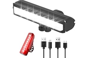 Victoper Lumiere Velo Avant et Arrière Eclairage Vélo 5 + 5 Modes Rechargeables Ensemble de Lampe Velo LED Puissantes pour la Route,la Montagne,la Nuit 3LED/6LED