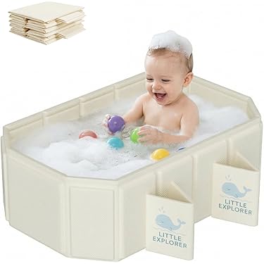 YRHome Opvouwbare babybadkuip, babybad, vouwbad, ergonomische badje, kinderbad, 82 x 50 x 20 cm, antislip met afvoer, badkussen voor pasgeborenen (antraciet met kussen