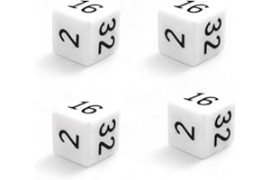 DELALO Backgammon Doubling Dice (64), Set of 4, High Quality Doppler Dice for Backgammon (White)