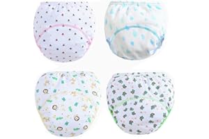 Morbuy Culotte d'apprentissage Lavables Bébé, 4 Packs Coton Couche-Culotte Anti-Fuite Potty Pantalon de Formation Imperméables pour Garçon et Fille, 6 à 36 Mois