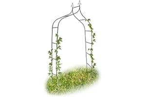 Relaxdays Rosenbogen Metall, wetterfest, romantischer Rankenbogen, Deko-Spitzen, HxBxT 255 x 140 x 38 cm, dunkelgrün