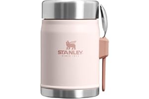 Stanley 1913 Classic Legendary Food Jar 0.4L with Spork - Kolba na żywność ze stali nierdzewnej niezawierającej BPA - utrzymuje zimno lub ciepło przez 7 godzin - Rose Quartz
