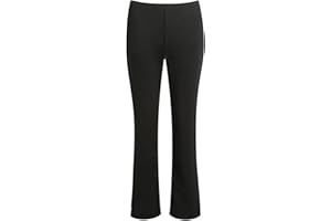 MyShoeStore Ladies Stretch Bootleg Trousers Ribbed Womens Bootcut Elasticated Waist Pants Work Wear Pull On Bottoms Plus Big Sizes 8-26 Colour Balck, Grey, Navy Blue