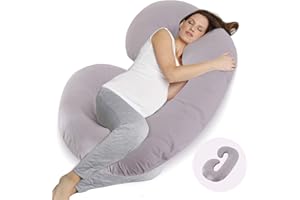 UrbanHomes Schwangerschaftskissen, C-förmiges Seitenschläferkissen Stillkissen XXL, Schwangerschaftskissen mit Abnehmbarer Bezug Seitenschläferkissen Unterstützung für Rücken, Hüften, Beine, Bauch