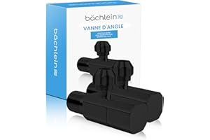 Bächlein Lot de 2 robinets d'équerre universels avec fermeture rapide en noir mat - 1/2", s'ouvre et se ferme avec seulement 1/4 de tour [Quarter Turn]..