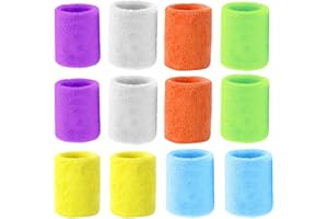 ASTARFAVOR 12 Pezzi Polsino Sportivo per Uomo e Donna, Fascia in Cotone, Polsino Assorbente Elastico, per Calcio, Tennis, Corsa,Sport