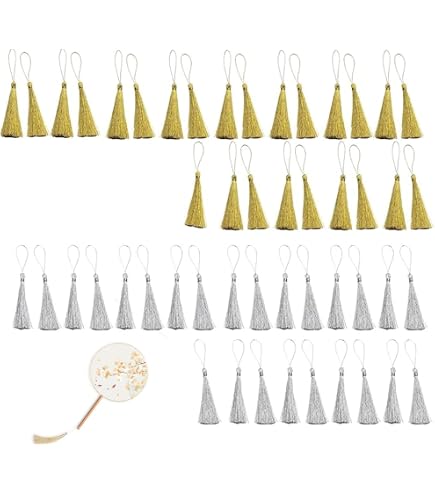 Cridoz 50 Nappe Fatte A Mano In Oro, Morbide In Poliestere Con Occhiello, Per Segnalibri, Gioielli Fai Da Te E Decorazioni Per Tende E Cappelli Di Laurea - 5