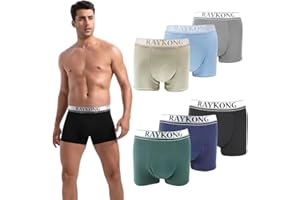 RAYKONG Calzoncillos bóxer para Hombre de 95% algodón Pack de 6 Ropa Interior cómodo Transpirable (Color Variado)