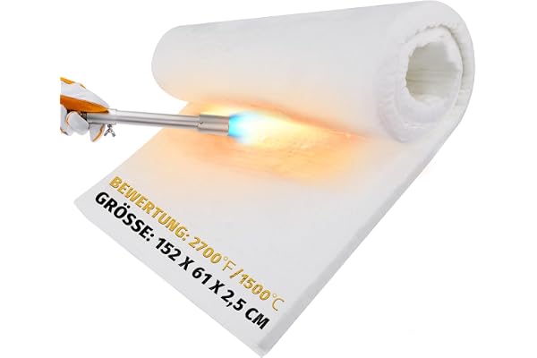 lormuzi Keramisk fiberisoleringsduk, 1500°C/2700°F (152 x 61 x 2,5 cm), brandsäker isolering för diskmaskin, ugnar, smide, värmare, pizzaugnar och mer