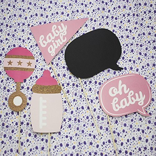 Veewon 20 Stück Fotorequisiten Babydusche Baby Shower Party Baby Flaschen Masken Photo Booth Props Neugeborene Dame Girl Partydekoration - 3