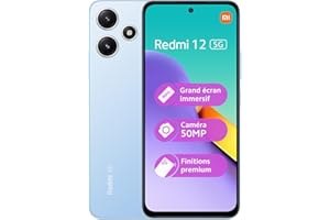 Xiaomi REDMI 12 5G M19 4 128GB Bleu, Ecran de 6.8'', Smartphone Débloqué, Batterie mAh 5000, Mémoire ROM 128 GO,RAM 4 GO, Android 13, Processeur Snapdragon 4 Gen 2