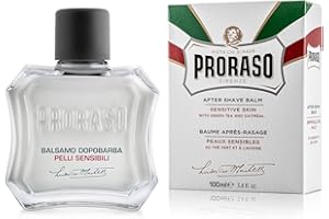 Proraso Baume après-rasage pour peaux sensibles, 100 ml, Baume à barbe à l'avoine et au thé vert, Apaise et protège la peau, Fabriqué en Italie
