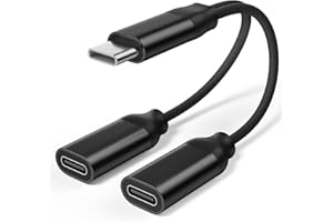 OLKIEQZ USB C Splitter Type C Doppel Stecker (2 in 1) 27W Fast Charging Adapter Splitter Kabel, Type C Stecker auf 2 C Buchsen Kabel Doppel,for 15/Samsung Galaxy/Google Pixel and Other USB-C Devices