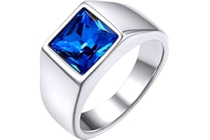 GoldChic JEWELRY Anello Pietra Zaffiro Ossidiana Alta Trasparenza Intarsio 3D Tagliato a Diamante Anello Uomo Acciaio Misura IT 14-32