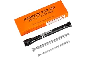 HARDK Extendable Magnetic Pick up Flashlight - Set of 3, with Telescoping Magnet Pickup Tool - Cool Gadget -Christmas Gifts Stocking Stuffers for Adults Men Dad Husband Father Mechanic Tech Handyman Women