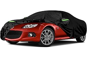 JUDANNA wasserdichte Autoabdeckung Ersatz für Mazda Miata/MX-5 1998–2025 6 Schichten Autoplane Allwetter-Miata-Outdoor Abdeckung mit Reißverschlusstür& winddichten Bändern für Schnee Regen Staub Sonne Schutz