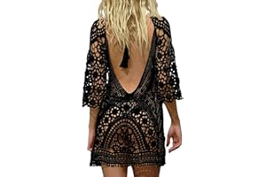 TMEOG Vestido de Playa, Mujer Trajes De Baño Suelto Borla Cubrir Verano Sexy Bikini Cover up Camisola de Playa Túnica de Punto