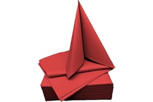 ‎STAUBPIRAT STAUBPIRAT 50x Servietten - 40cm x 40cm – Premium Airlaid Servietten - Tischdekoration zu Weihnachten, Adventsfeier, Silvester, Geburtstag - rot cID-010