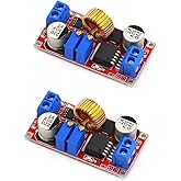 JZK 2Pcs XL4015 Max 5A DC-DC Adjustable Buck Converter 4-38V to 1.25-36V, High power LED constant current driver module, DC t