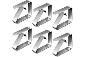 PAMIYO 6 Stück Tischdeckenklammer,Tischtuchklammer aus Edelstahl Tischabdeckungsklemmen,Tischdeckenhalter Tischtuch Clips Tischtuch Clips für Restaurant,Partys,Picknicks Buffets - Silber