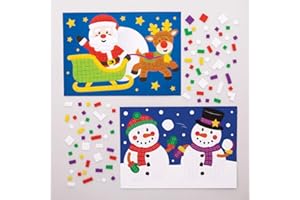 Baker Ross Kits d’Illustrations de Noël en mosaïque (Paquet de 4) - Loisirs créatifs de Noël pour Enfants, AT321