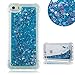Produktbild Für iPhone SE 5 5S Treibsand Handyhülle, Aearl Luft Kissen Design Silikon TPU Weich Stoßfest Bumper Schutzhülle Glitzer Durchsichtig Süße Flüssig Bewegende Quicksand Hülle mit Displayschutzfolie für iPhone 5 5S - Blaues Herz