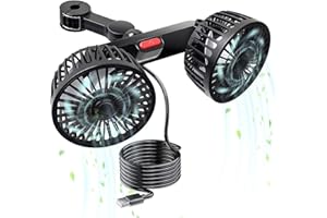 Rumicet Ventilateur de voiture double 12 V - Rotation à 360 ° - Noir - Avec trois vitesses de rotation réglables - Convient pour l'utilisation des passagers arrière dans la voiture