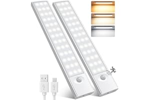 ANOPU Under Cabinet Kitchen Lights, 3 Colors 78 LED Motion Sensor Lights Indoor, 2500mAh USB-C Rechargeable LED Under Cupboard Kitchen Lights, 23cm/9in Wardrobe Lights for Under Cabinet, Cupboard