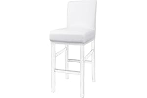 PiccoCasa Pack of 1 Bar Stool Covers, Waterproof Dining Chair Covers for Home Kitchen Dining Room Pub Counter, PU Leather Soft Removable Chair Cover Slipcover Protector White