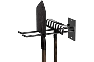 JINGAN VWPEYY Supporto da Parete per Pala - Appendiabiti per Attrezzi da Garage in Acciaio Nero | Organizer per Attrezzi da Giardinaggio, Contiene Pale, Zappe da Giardino, Scope, Tubi e Altro