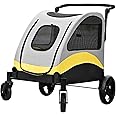 4 Wheels Pet Stroller Breathable Large Dog Pushchair Cat and Dog Trolley with 78cm Entry Door Load Up to 42kg