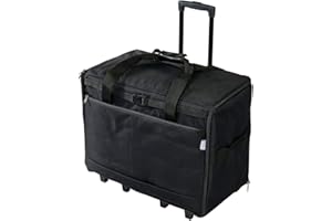 SEWING ONLINE Extra Large Sewing Machine Trolley Bag on Wheels in a Durable Black Fabric, 63 x 43 x 30cm, Birch 006107/BLACK