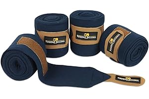 Horses Fasce Pile Antipilling Tosoni Deluxe Velcro Oro, 4 pz., Fasce per la Protezione del Cavallo, per Favorire la Ripresa Dopo Gli Sforzi e Proteggerlo da Graffi e Urti