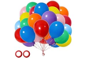 OHugs Party Balloons Pack - 50 Pcs 10 Inch Assorted Colors Rainbow Balloons, Strong Multi Colored Helium Balloon of Thick Latex for Kids Birthday Party Celebration, Baby Shower Decorations, School Fun