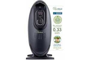 Bastilipo - Radiador ecológico mini con H2O natural liquid, 200/400/600W, 0.4Kw/h, 7 elementos c/termostato, color negro, MR-ECOFLUID-7