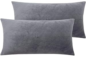 ‎SOIFOX Soifox 2er Set Kissenbezug 40x60cm - Grau Samt Zierkissenbezüge Weich Flauschig Kuschelig Kissenbezüge Deko Kissen Sofakissen Lendenkissen Wurfkissenbezug Schlafzimmer Kissenhülle