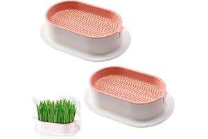 DOUKESH Kit de Culture pour Herbe à Chat - Plateau de Jardinière Hydroponique en Plastique avec Bac pour Jardin, Maison, Bureau, 2 Pièces