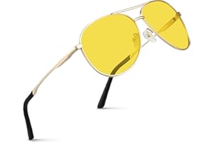 wearPro Pilot Night Driving Glasses-Anti Glare glasses for Men-Women-Polarised-Metal-Unisex-Sports-UltraLight-Vintage-Classic-UV400-Yellow Lens Night Vision For Driving,Fishing,Running