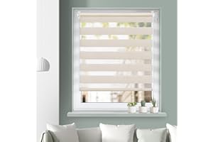 Grandekor Store Enrouleur Jour Nuit de Double Tissu, Store Jour et Nuit sans Perçage, Accessoires d'installation Inclus pour Fenêtre ou Porte, 90l x 120L cm, Lin